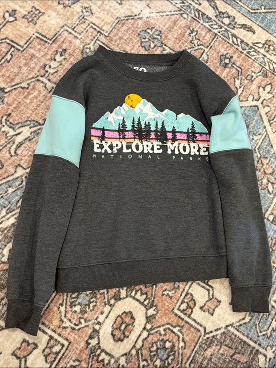 SO Other - SO Black Graphic Crewneck with Teal and Yellow Accents
